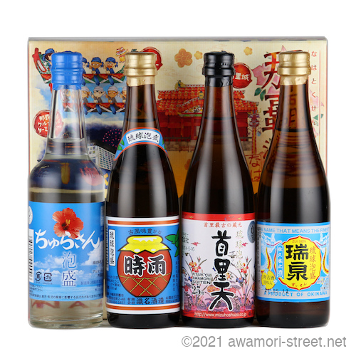 那覇特選泡盛 4本セット 100ml x 4本 / 瑞穂、瑞泉、識名、恊同組合 