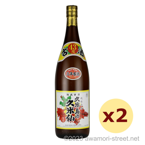 久米島の久米仙 でいご 3年古酒 43度,1800ml x 2本セット / 久米島の久米仙