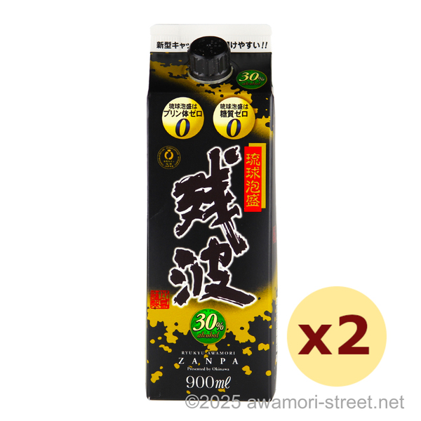 残波ブラック 紙パック 30度,900ml ザンクロ x 2本セット / 比嘉酒造