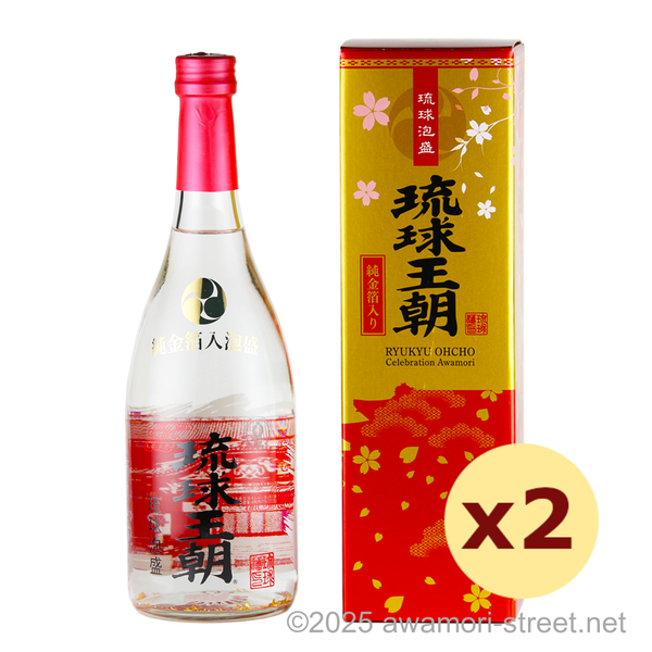 琉球王朝 純金箔入り 古酒ブレンド 25度,720ml x 2本セット / 多良川
