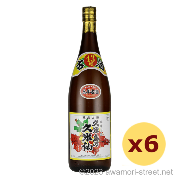 久米島の久米仙 でいご 3年古酒 43度,1800ml x 6本セット / 久米島の久米仙