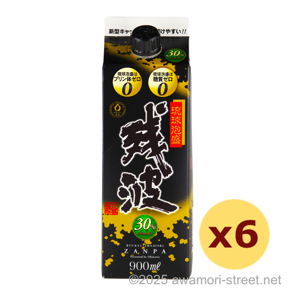 残波ブラック 紙パック 30度,900ml ザンクロ x 6本セット / 比嘉酒造