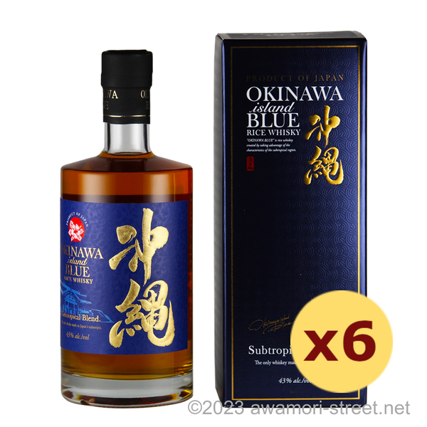 OKINAWA island BLUE 43度,700ml x 6本セット 沖縄発ライスウイスキー / 久米仙酒造