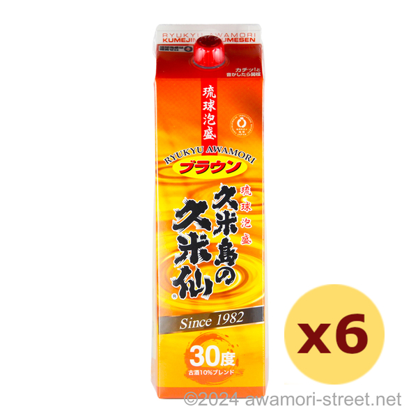 久米島の久米仙ブラウン 紙パック 30度,1800ml x 6本セット / 久米島の久米仙