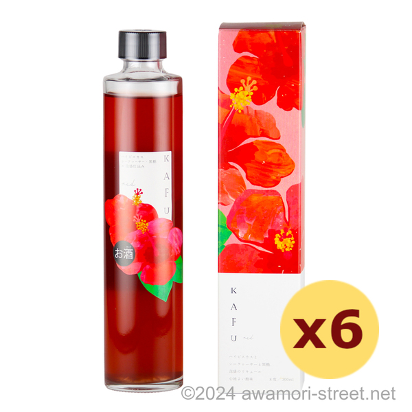 KAFU ハイビスカス酒 泡盛仕込み 8度,300ml ハーフボトル x 6本セット / 龍泉酒造