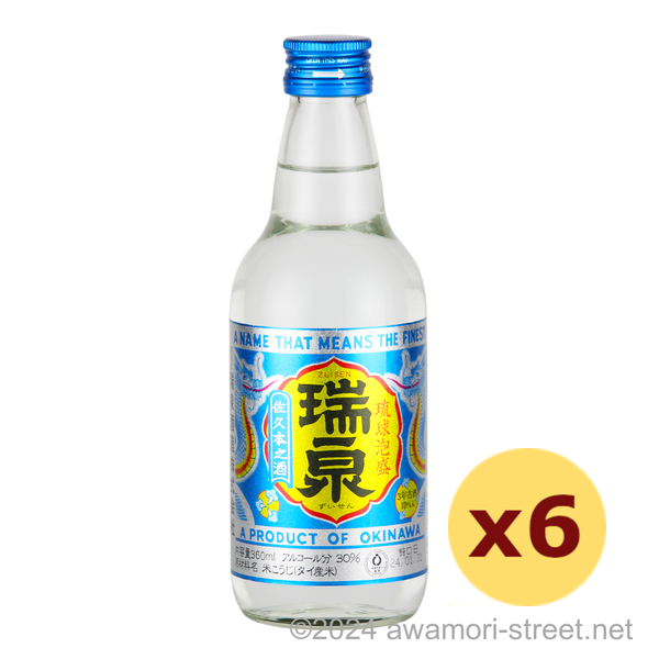 瑞泉 30度,360ml ハーフボトル x 6本セット / 瑞泉酒造