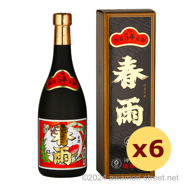 春雨 5年古酒 43度,720ml x 6本セット / 宮里酒造