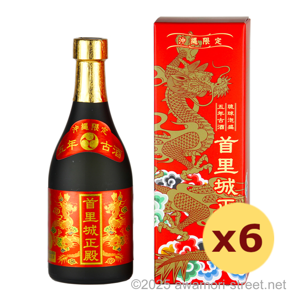 首里城正殿 5年古酒 25度,500ml x 6本セット 沖縄限定赤ラベル / まさひろ酒造