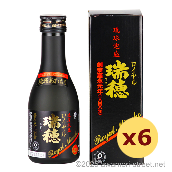 瑞穂 ロイヤル 43度,180ml ミニボトル x 6本セット 古酒80%ブレンド / 瑞穂酒造