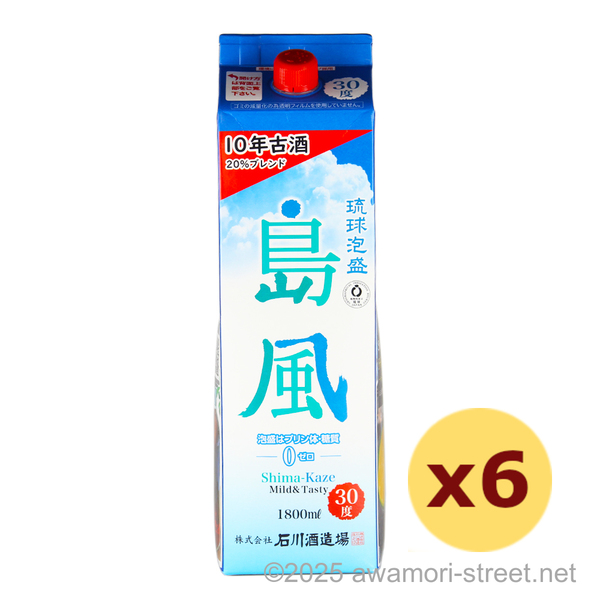 島風 紙パック 30度,1800ml x 6本セット / 石川酒造場