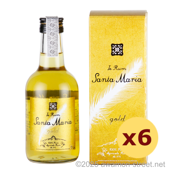 イエラム サンタマリア ゴールド 37度,300ml ハーフボトル x 6本セット ラム酒 / 伊江島蒸留所