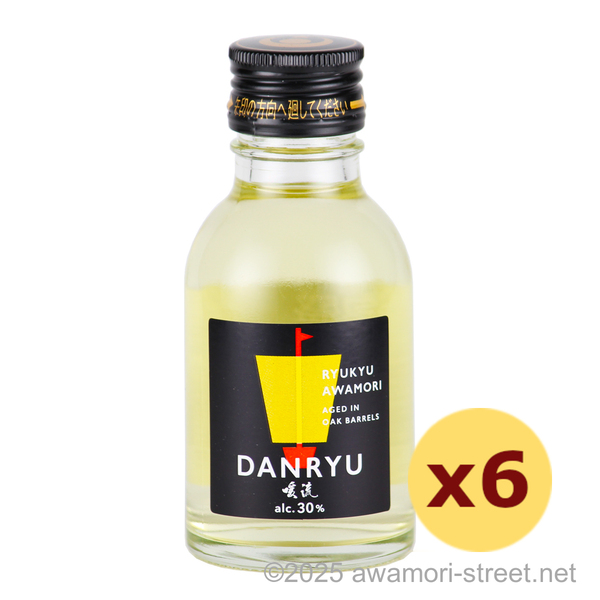 暖流 SHIP 古酒70%ブレンド 30度,100ml ミニボトル x 6本セット ウイスキー樽熟成の琥珀色泡盛 / 神村酒造