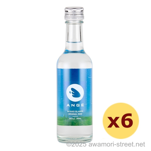 MIYAKO ISLANDS ORIGINAL RUM ANGE 40度,250ml ミニボトル x 6本セット ホワイトラム / 株式会社佐平建設